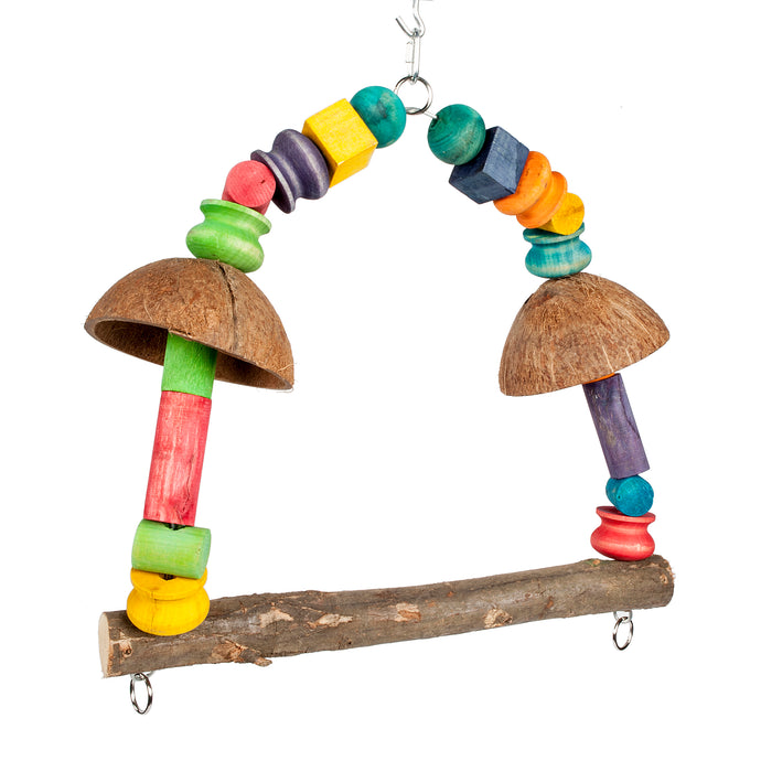 Coconut Rainbow Swing Parrot Toy - Pet Products R Us