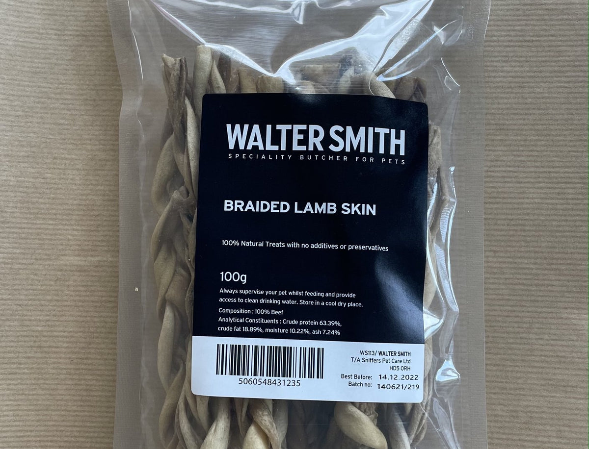 Walter Smith Braided Lamb Skin 100g Pet Products R Us