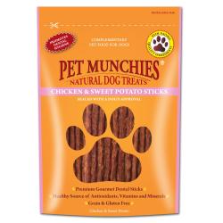 Pet Munchies 100% Natural Chicken & Sweet Potato Dental Sticks 90g