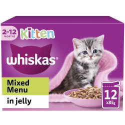4 X 12 Pack Whiskas Kitten Mixed Menu In Jelly 85g Pouches