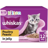 4 X 12 Pack Whiskas Kitten Poultry Feasts In Jelly 85g Pouches