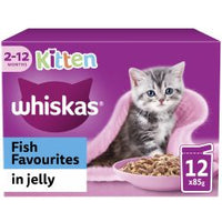 4 X 12 Pack Whiskas Kitten Fish Favourites In Jelly 85g Pouches