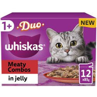 Whiskas 1+ Duo Adult Wet Cat Food Pouches In Jelly 4 x 12 Pack