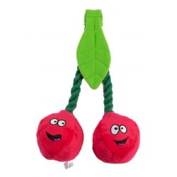 Animate Plush Cherries on rope Squeaky Dog Toy - Pet Products R Us