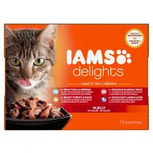 Iams Delights Pouches Land & Sea in Jelly 85g x 12 - Pet Products R Us
