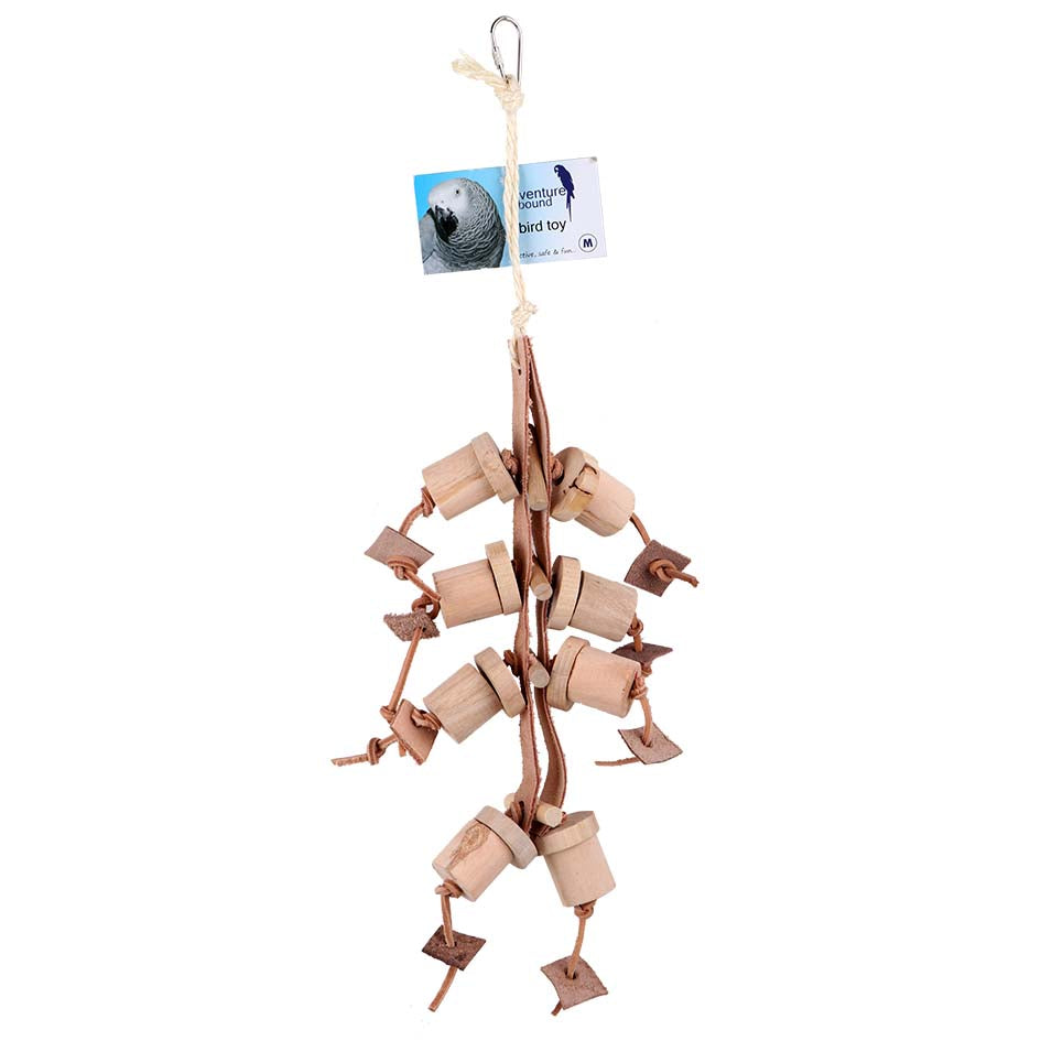 Leather and Wood Sticks Parrot Toy - Pet Products R Us