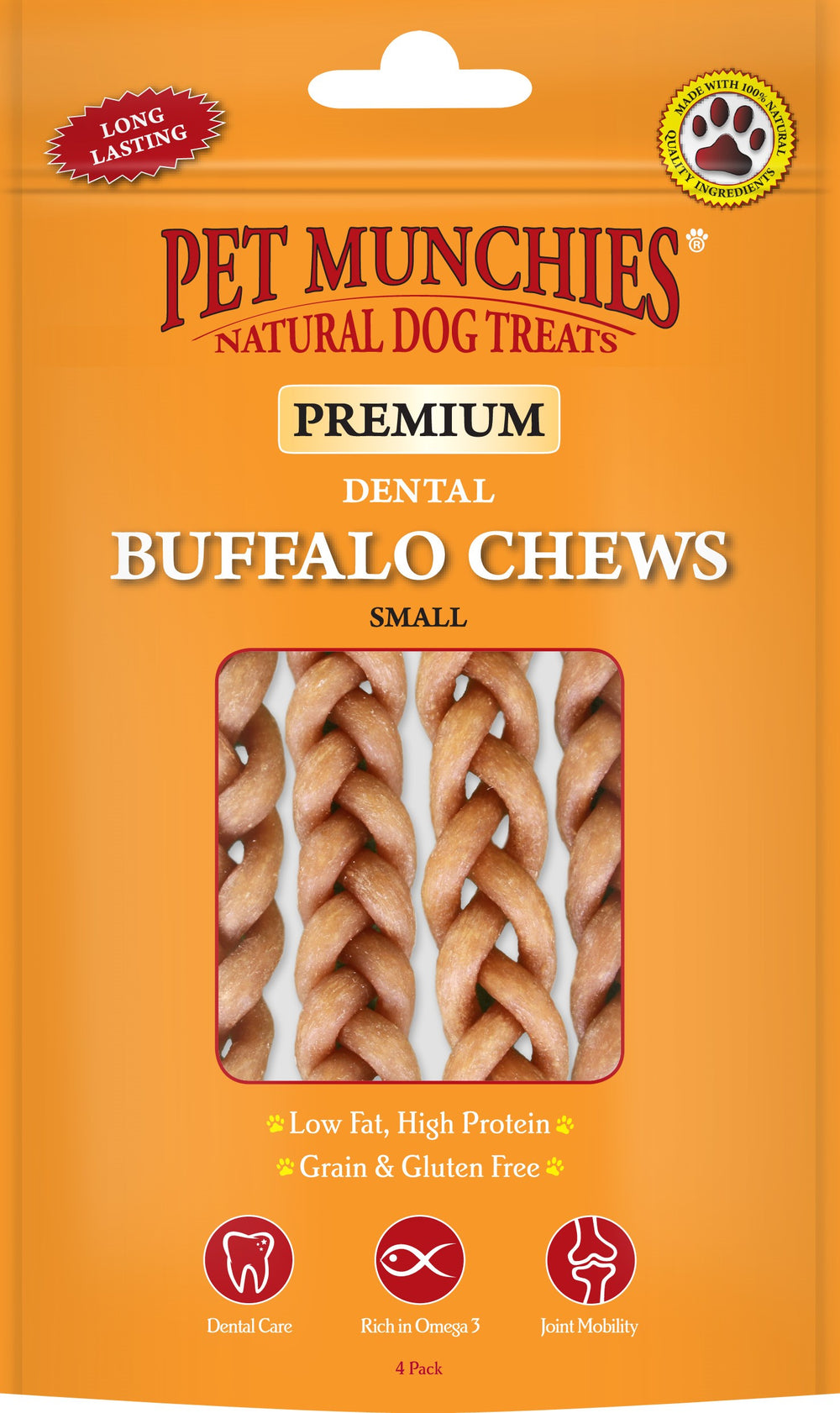 Pet Munchies Buffalo Dental Chew (small 4 pack) 55g - Pet Products R Us