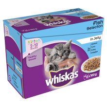 Whiskas Pouch in Jelly Fish Selection Kitten 100g x 12 - Pet Products R Us
